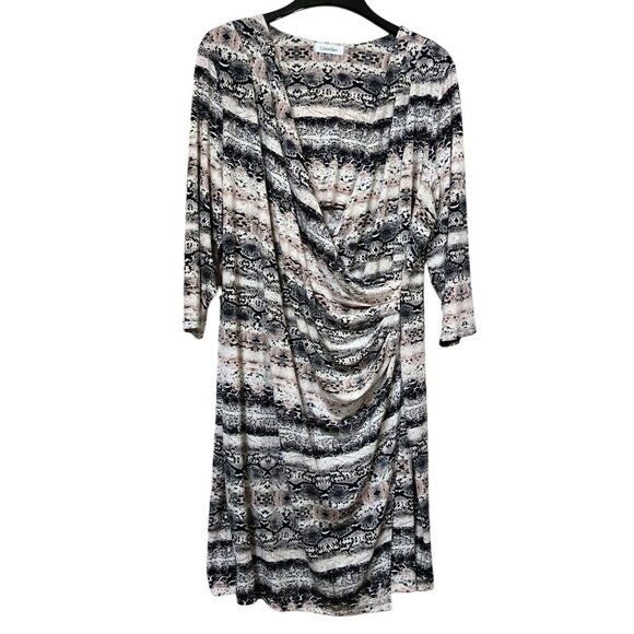 Calvin Klein Faux Wrap Dress V-Neck Animal Print Women's Size 2X - Picture 1 of 6